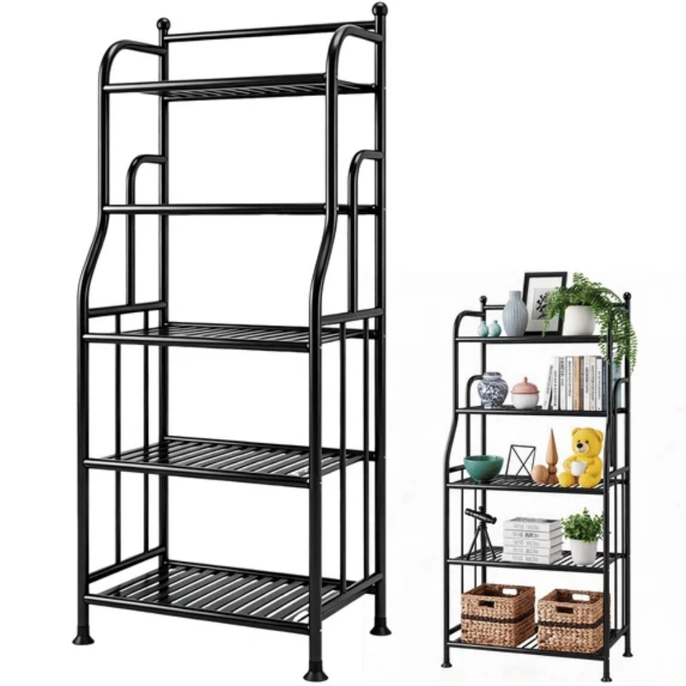 5 Tier Large Capacity Storage Shelf, 5-Tier Shelf Organizer, Multifunctional Bathroom Storage Rack, Heavy Duty Storage Shelves Display Organizer for Balcony, Kitchen, Bathroom, Living Room