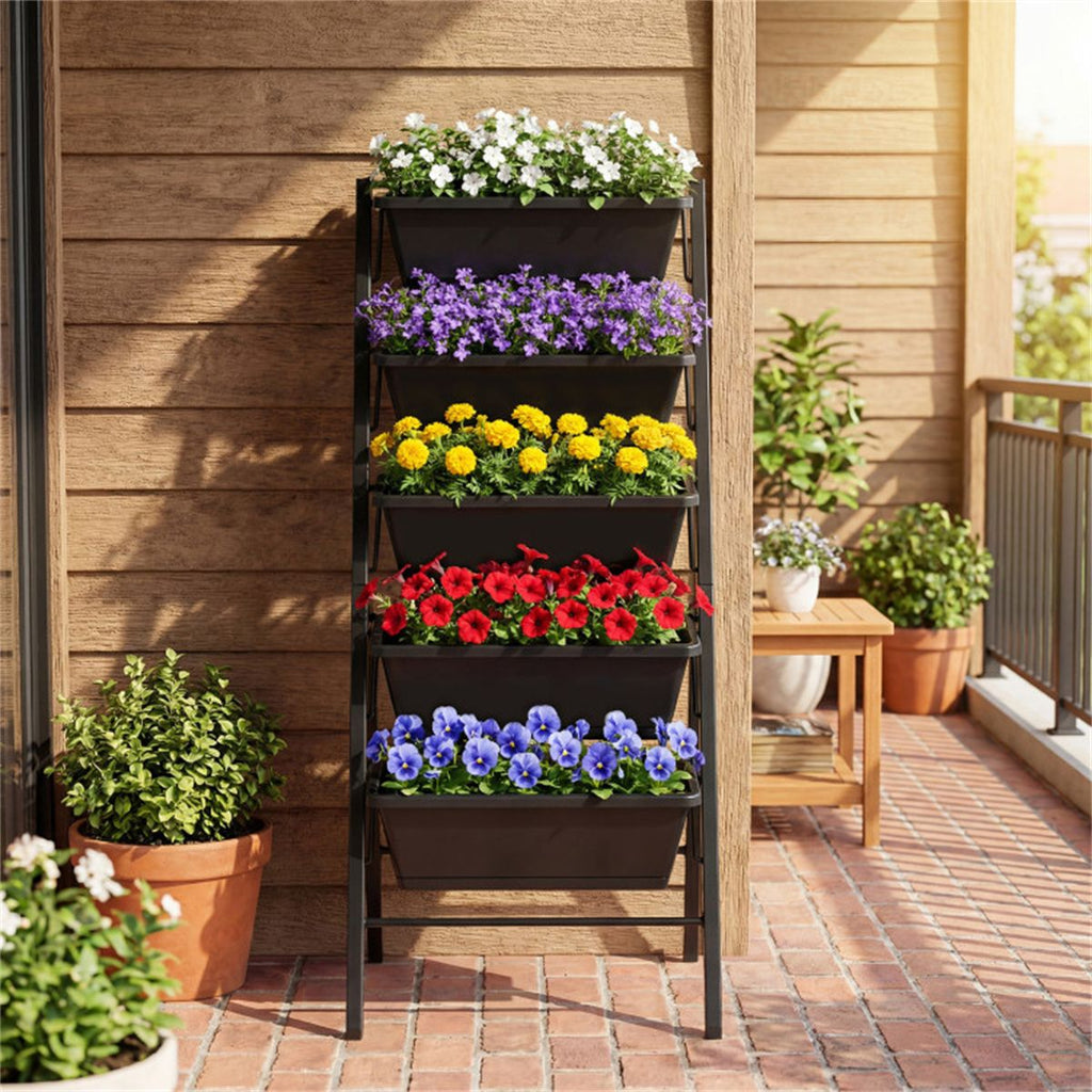 5-Tier Vertical Raised Garden Bed with Removable Planter Boxes & Drip Trays