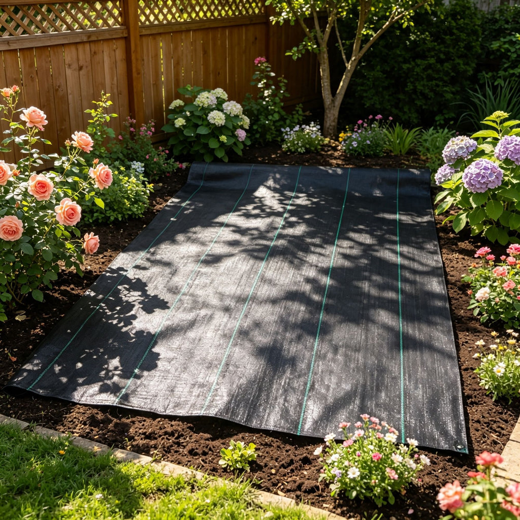 5 x 250FT Weed Barrier Landscape Fabric, 5Oz Premium Woven PP Ground Cover, Heavy Duty Single-Layer Weed Control, Easy Setup for Outdoor Garden, Lawn & Driveway, Black