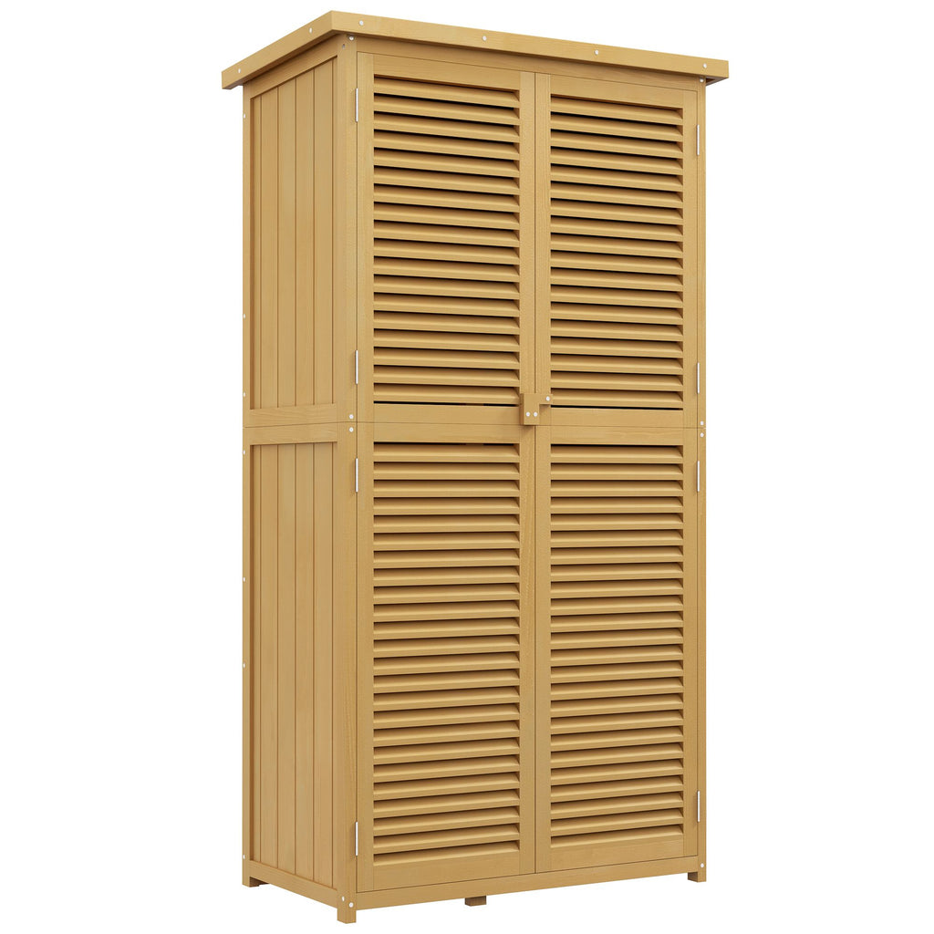5' x 3' Wooden Garden Storage Shed with Asphalt Roof and 2 Large Wood Doors with Lock, Yellow