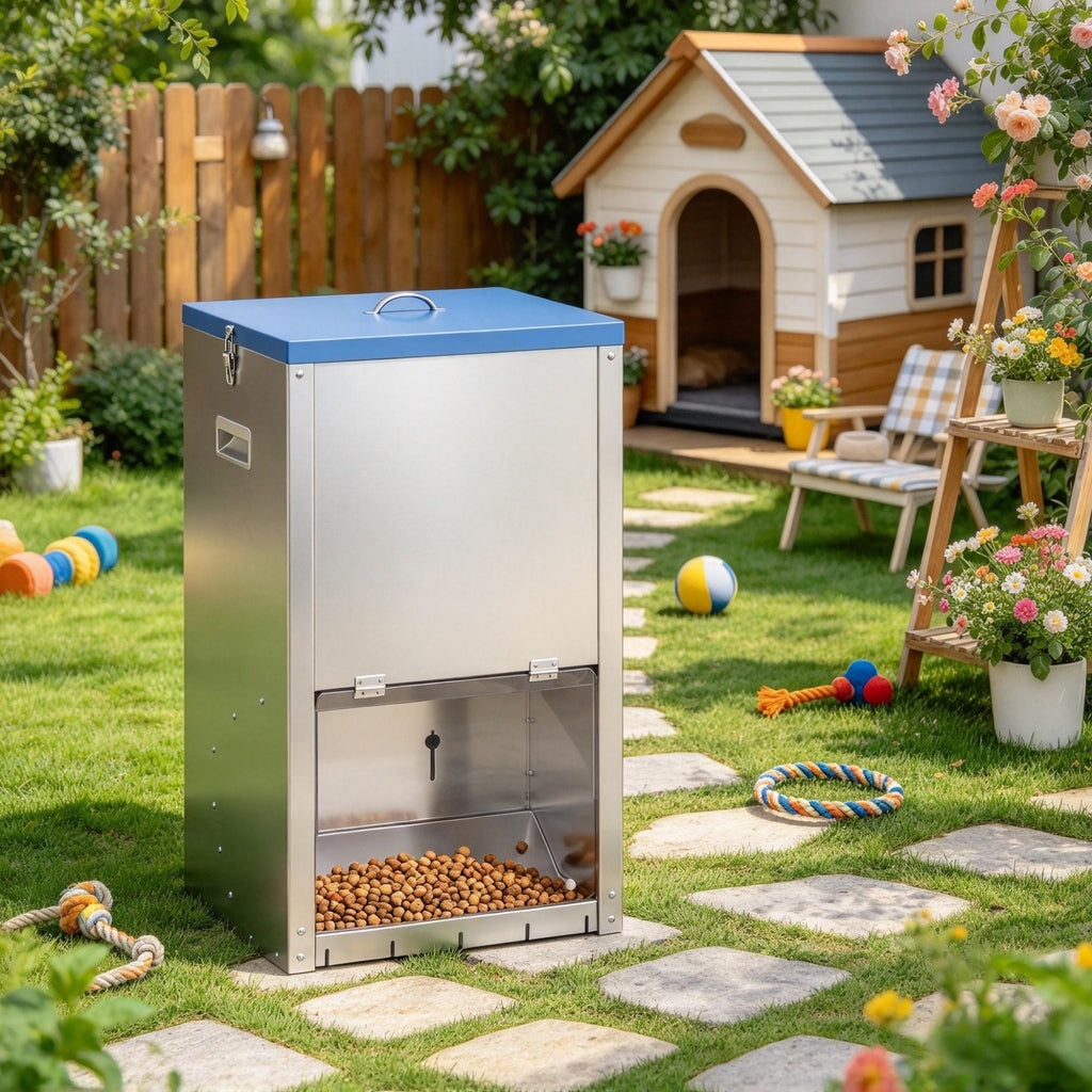 50 lbs Gravity Pet Feeder, Automatic Dog Feeder with Lockable Clear Door for Indoor and Outdoor