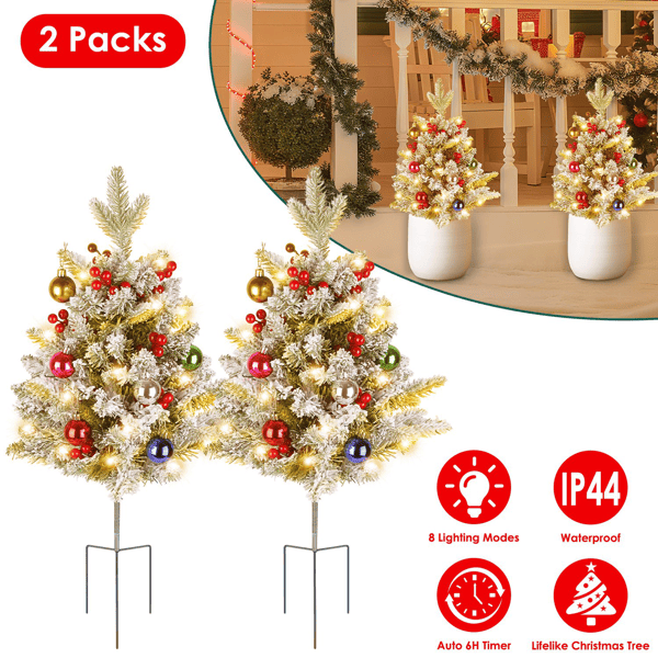 50 LED Lifelike Artificial Christmas Tree - 8 Lighting Modes, Auto 6H/18H Timer & IP44 Waterproof, Battery Operated Mini Tree with Red Berries for Holiday Home Porch Garden Decor
