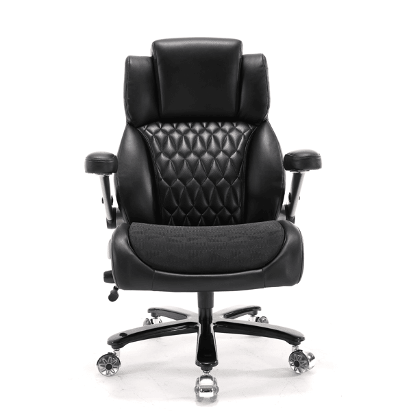500lbs Big and Tall Office Chair-Ergonomic Mesh Seat Desk Chair with Adjustable Lumbar Support, Lifting Headrest, 3D Flip Arms & Large Rubber Casters, High Back Executive Computer Chairs for Adults