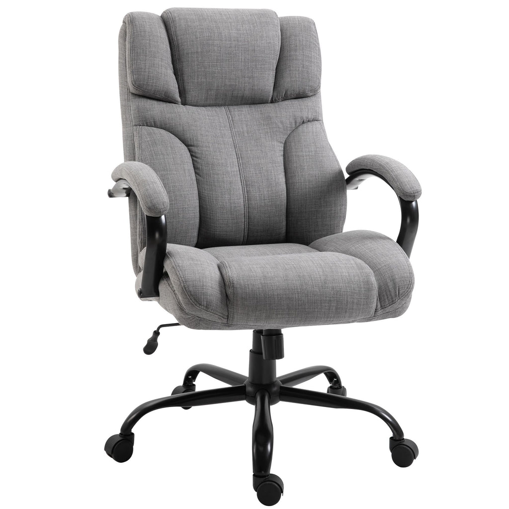 500lbs Big and Tall Office Chair with Wide Seat, Ergonomic Executive Computer Chair with Adjustable Height, Swivel Wheels and Linen Finish, Light Gray