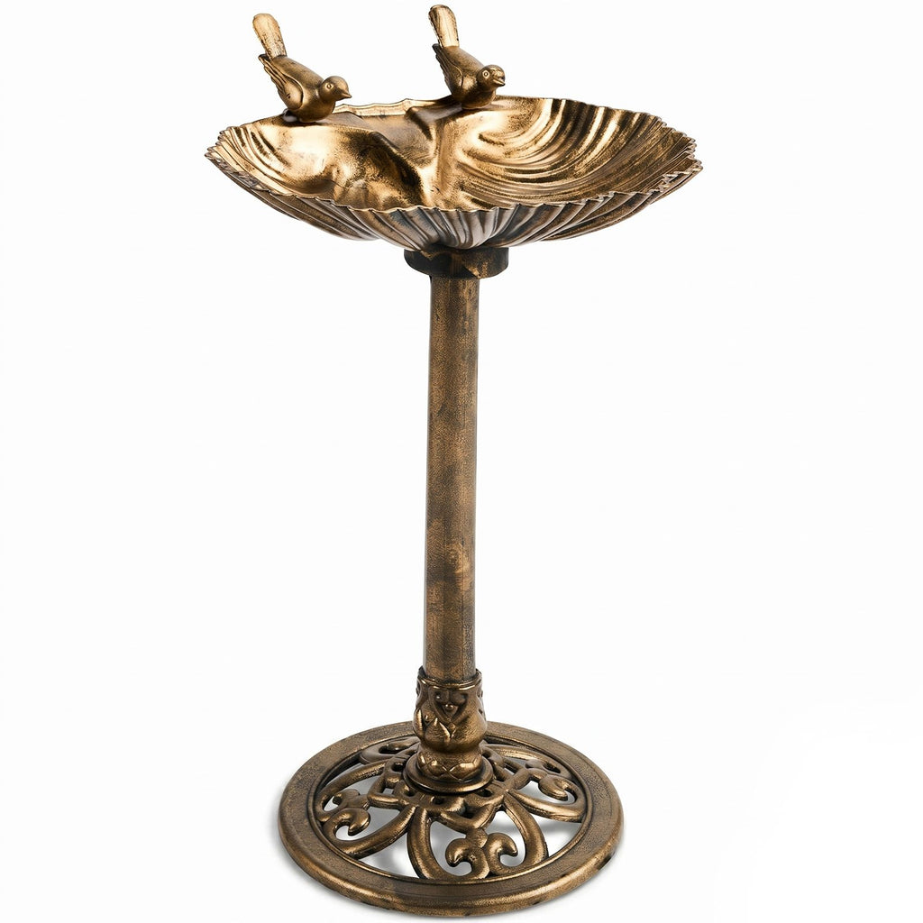 50*36*81cm Resin, bronze, shell edge, with 2.5W solar fountain, bird bath basin