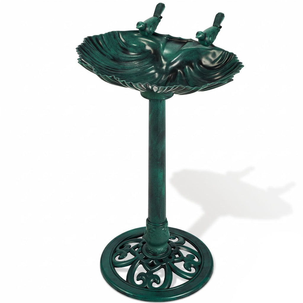 50*36*81cm Resin, Dark Green, Shell Edge, with 2.5W Solar Fountain, Bird Bath Tub