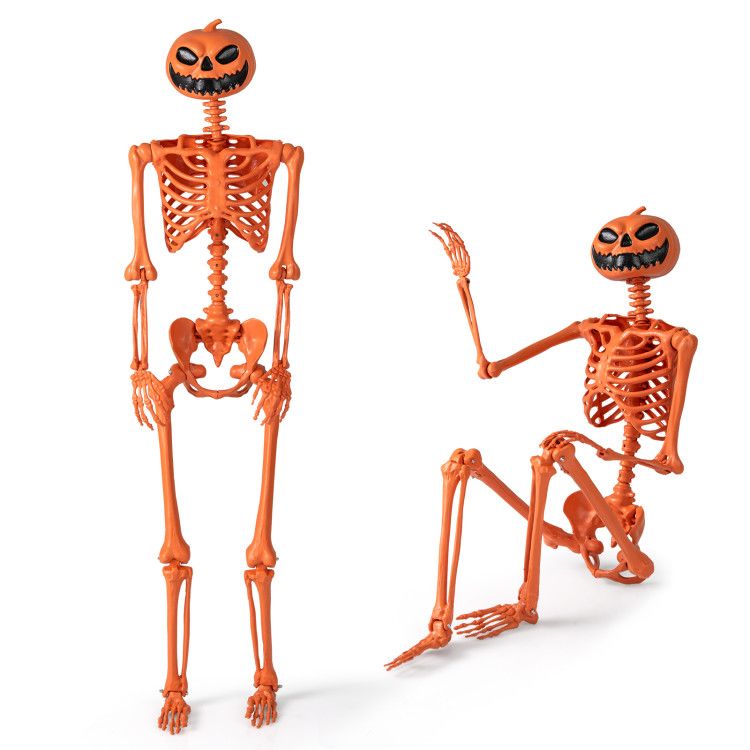 5.2 FT Orange Life-Size Poseable Halloween Skeleton with Pumpkin Head and Movable Joints - Gallery View 2 of 10
5.2 FT Orange Life-Size Poseable Halloween Skeleton with Pumpkin Head and Movable Joint