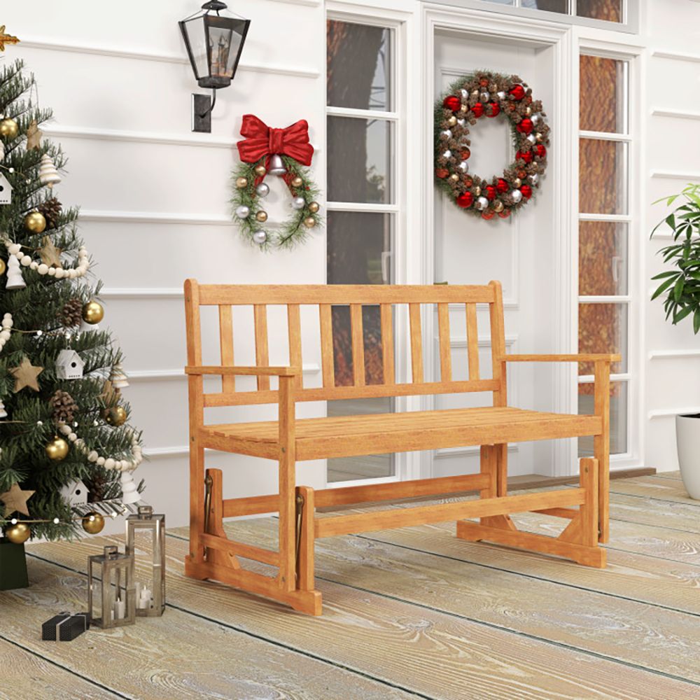 52 Inch All-Weather HDPE Outdoor Bench with Backrest and Armrests