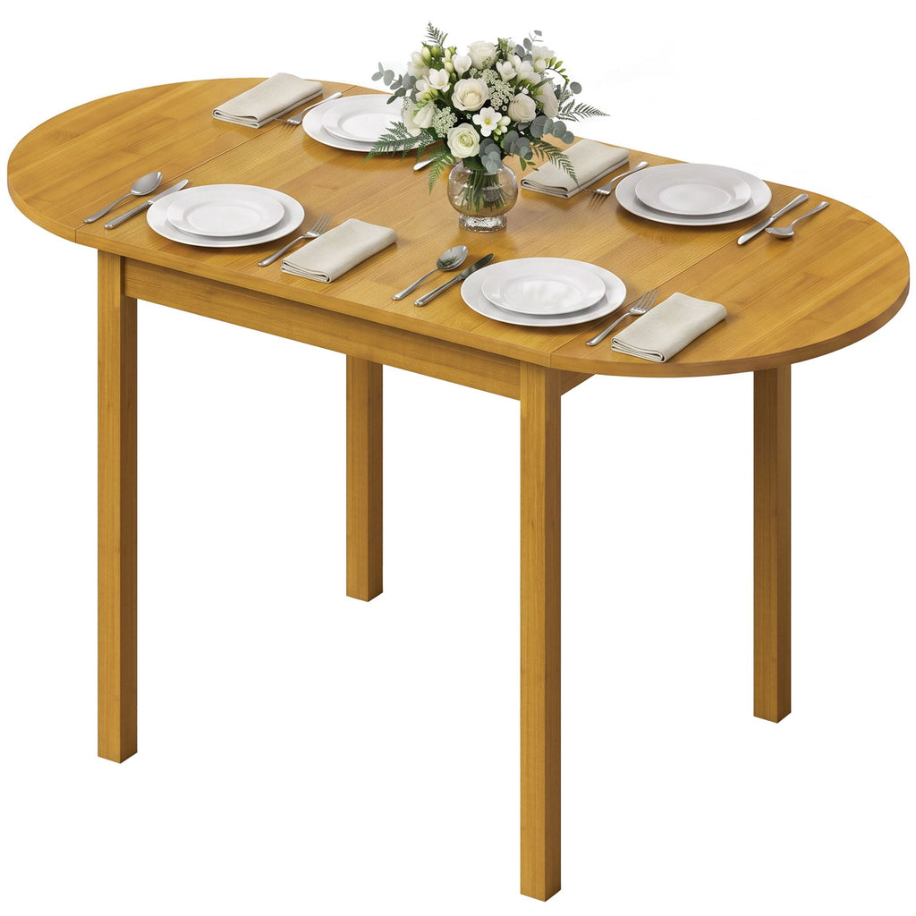 55" Wood Kitchen Table, Drop Leaf Tables for Small Spaces, Oak