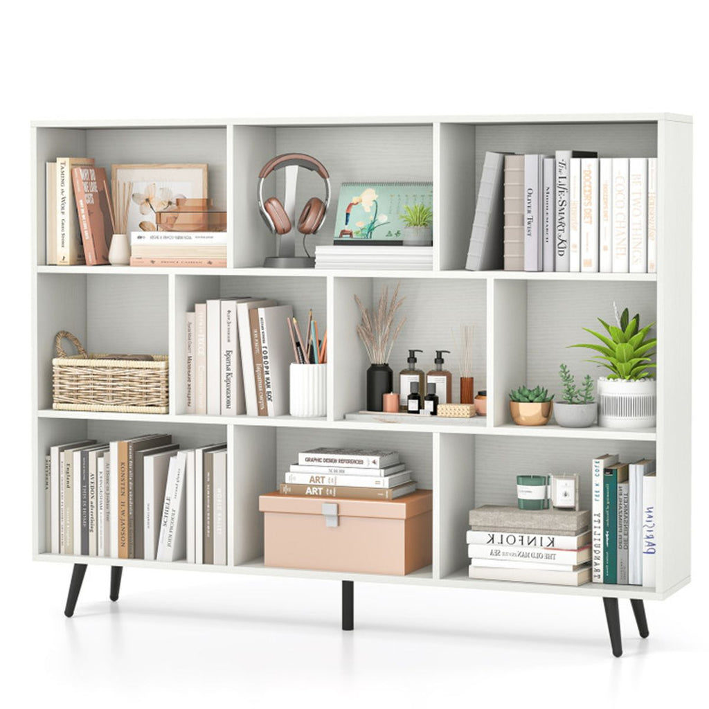 55" x 9.5" x 42" Bookcase w/ 5 Metal Legs 2 Anti-tip Devices Display Cabinet Rack