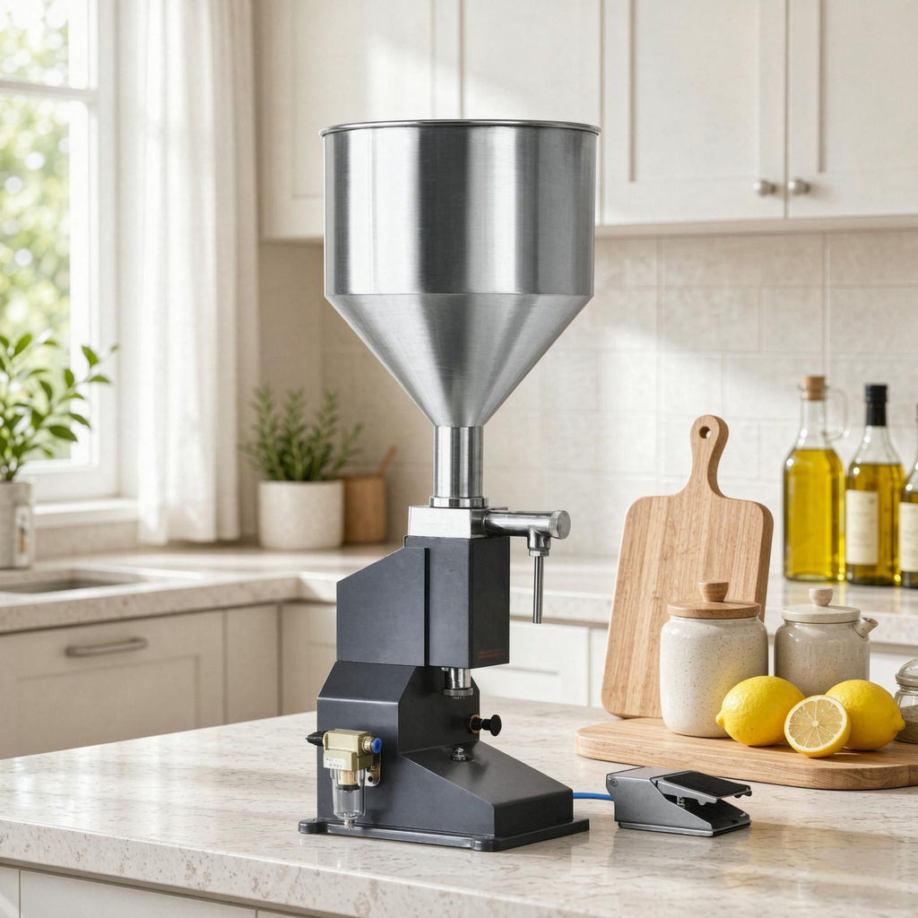 550ml Pneumatic Liquid Filling Machine, Stainless Steel Bottle Filler with Foot Pedal for Milk, Water, Juice, Essential Oil, Shampoo, Honey, Lotion & Cosmetic Products
