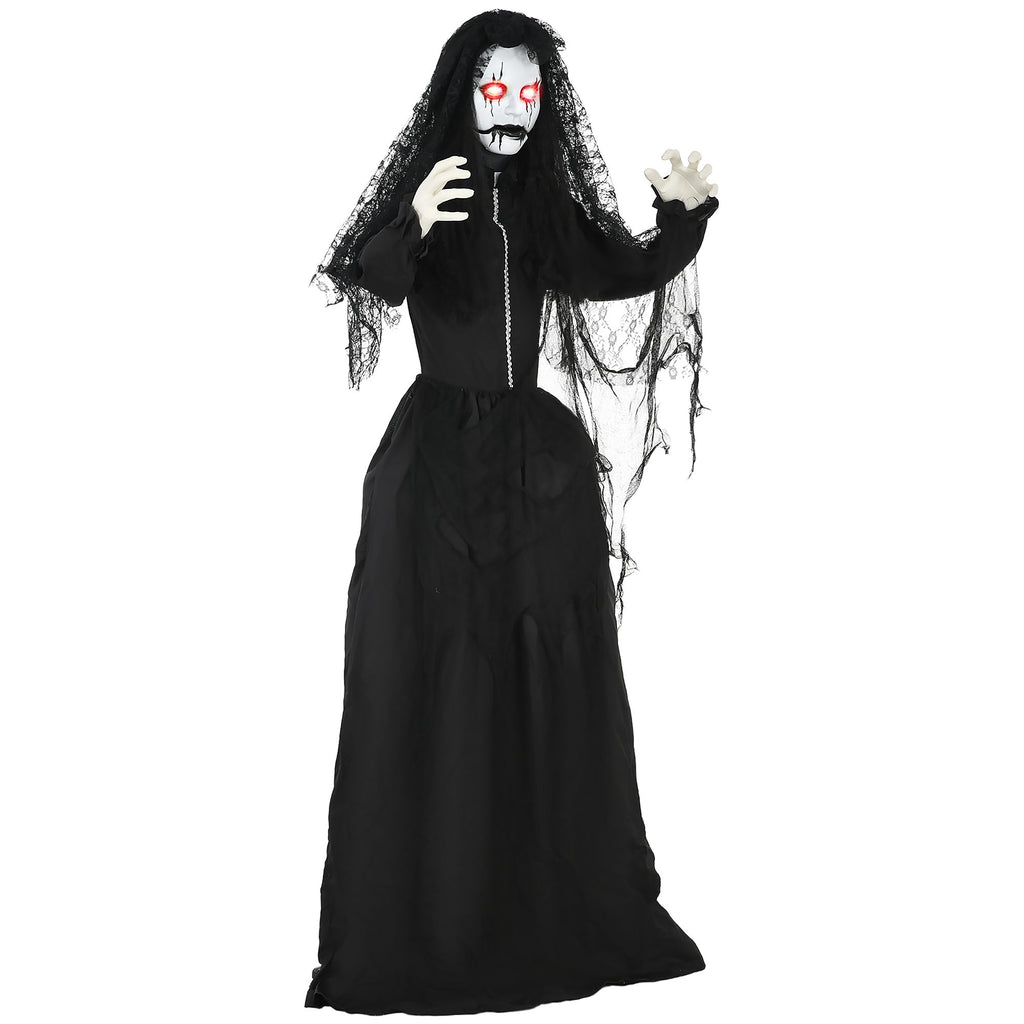 5.6' Life Size Zombie Bride, Outdoor Halloween Decoration Animatronic, Sound and Motion Activated Light Up Eyes