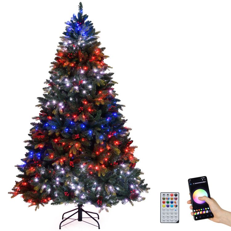 5/6/7 FT Artificial Christmas Tree with LED Lights and Remote APP Control