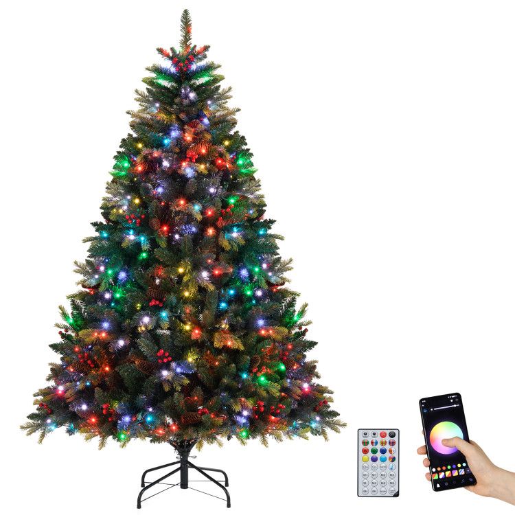 5/6/7 FT Artificial Christmas Tree with LED Lights and Remote APP Control