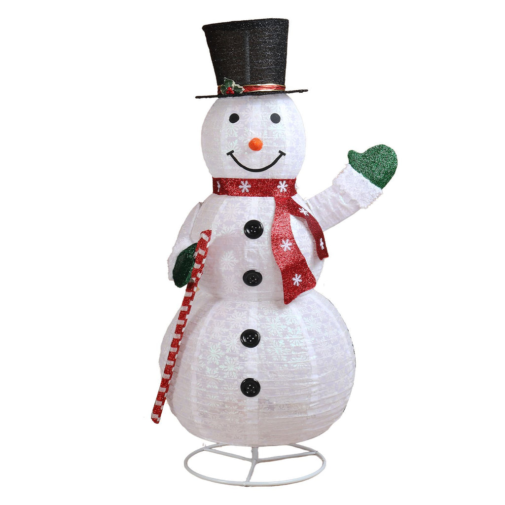 5.7FT Lighted Snowman Holding Candy Cane Christmas Yard Decorations, Pre-lit Pull Up Snowman with 210 White LEDs, for Xmas Outdoor Holiday Indoor Decor Lighted Holiday Displays