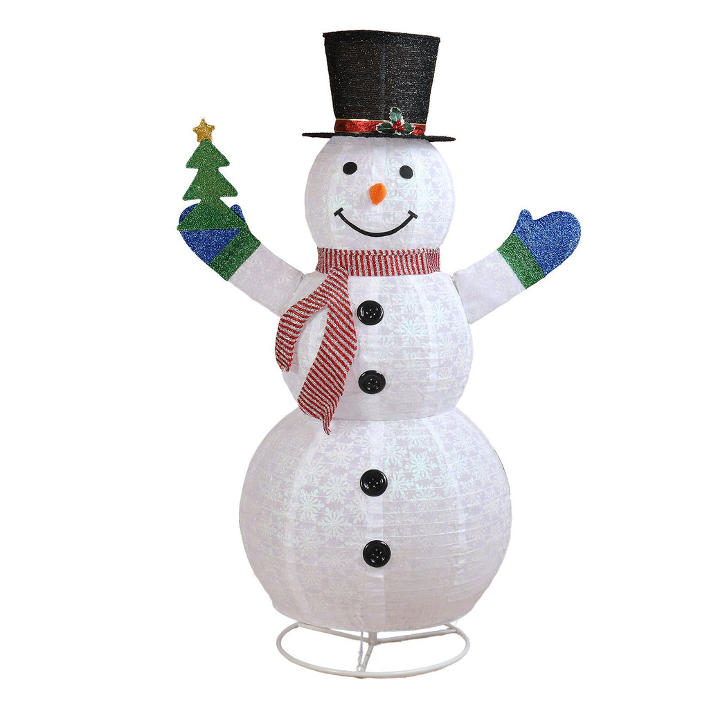 5.7FT Lighted Snowman Holding Small Tree Christmas Yard Decorations, Pre-lit Pull Up Snowman with 200 Warm White LEDs, for Xmas Outdoor Holiday Indoor Decor Lighted Holiday Displays