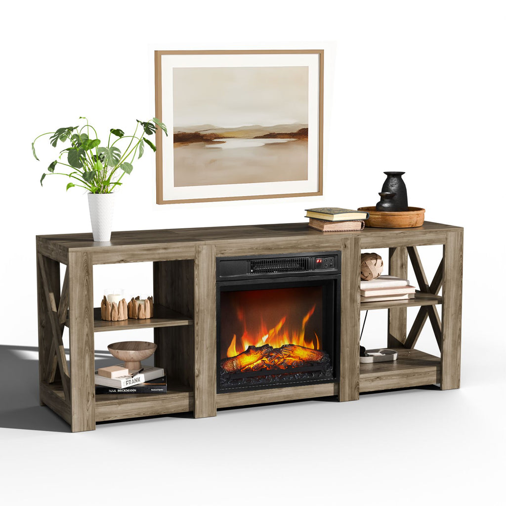 58 inch gray antique oak double-sided cross fireplace cabinet 149 * 40 * 60cm 18 inch fireplace core