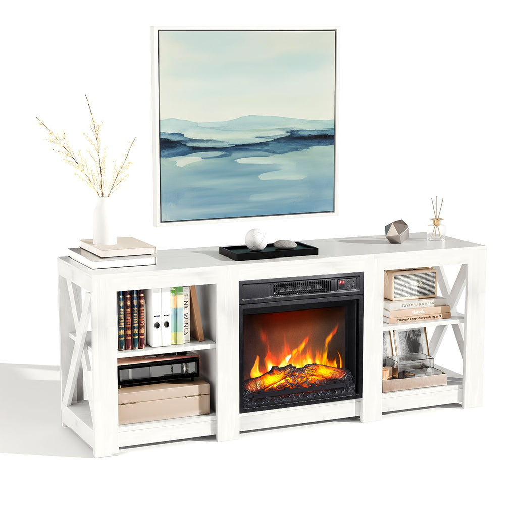 58 inch white double-sided cross fireplace cabinet 149 * 40 * 60cm 18 inch fireplace core