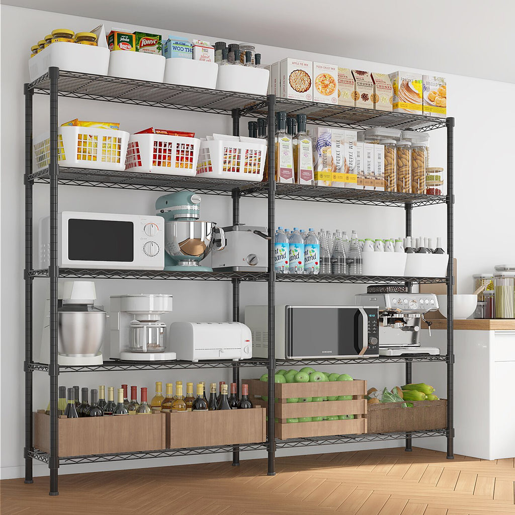 58''W Adjustable Storage Shelves 1500LBS NSF Wire Shelving Unit 5 Tier Metal Shelving for Storage Rack Shelves for Storage Heavy Duty Garage Shelf Pantry Shelves Kitchen Shelving, 58''W*71''H*