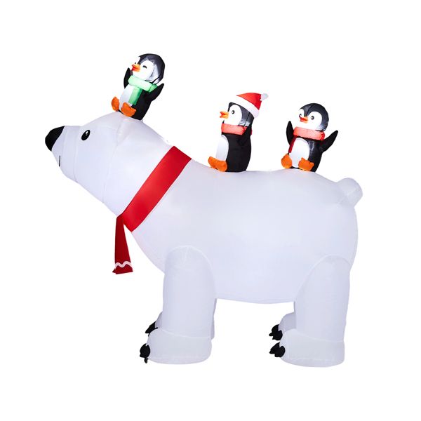 5FT Lighted Christmas Inflatable Decoration, Inflatable Polar Bear and Penguis, Funny Blow Up Yard Decorations with Built-in LED Lights for Holiday Party Front Yard Lawn Garden Decor
