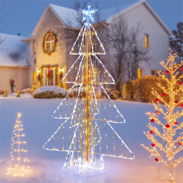 5ft Lighted Christmas Tree - 454 Dazzling LEDs, Star Topper, Wind/Snow/Sunproof, Indoor/Outdoor Festive Decor