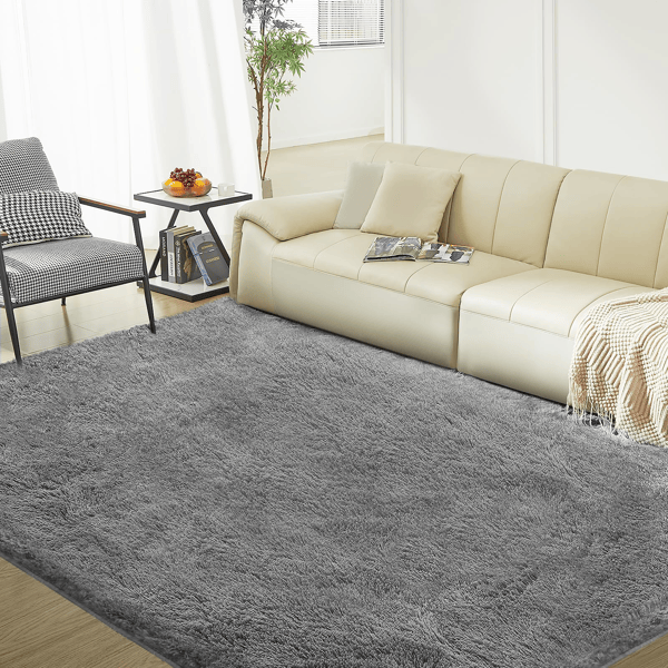 5ft x 8ft Rugs for Living Room,Grey Fluffy Carpet Large Fuzzy Plush Shag Comfy Soft, Non-Slip Indoor Floor Carpet,Room,Bedroom,Playroom, Home Decor Aesthetic