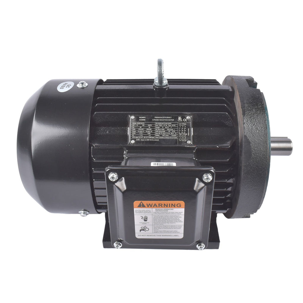 5HP 3 Phase Electric Motor C-Face 1480/1770 RPM 184TC TEFC 230/460V Black