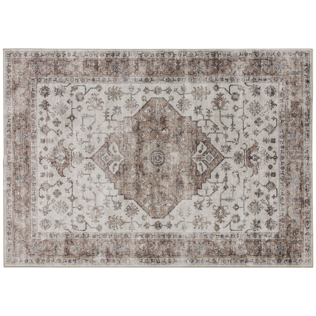 5x7 Area Rug, Vintage Machine Washable Rug, Non-Slip Floor Carpet for Living Room, Bedroom, Dining Room, Tan