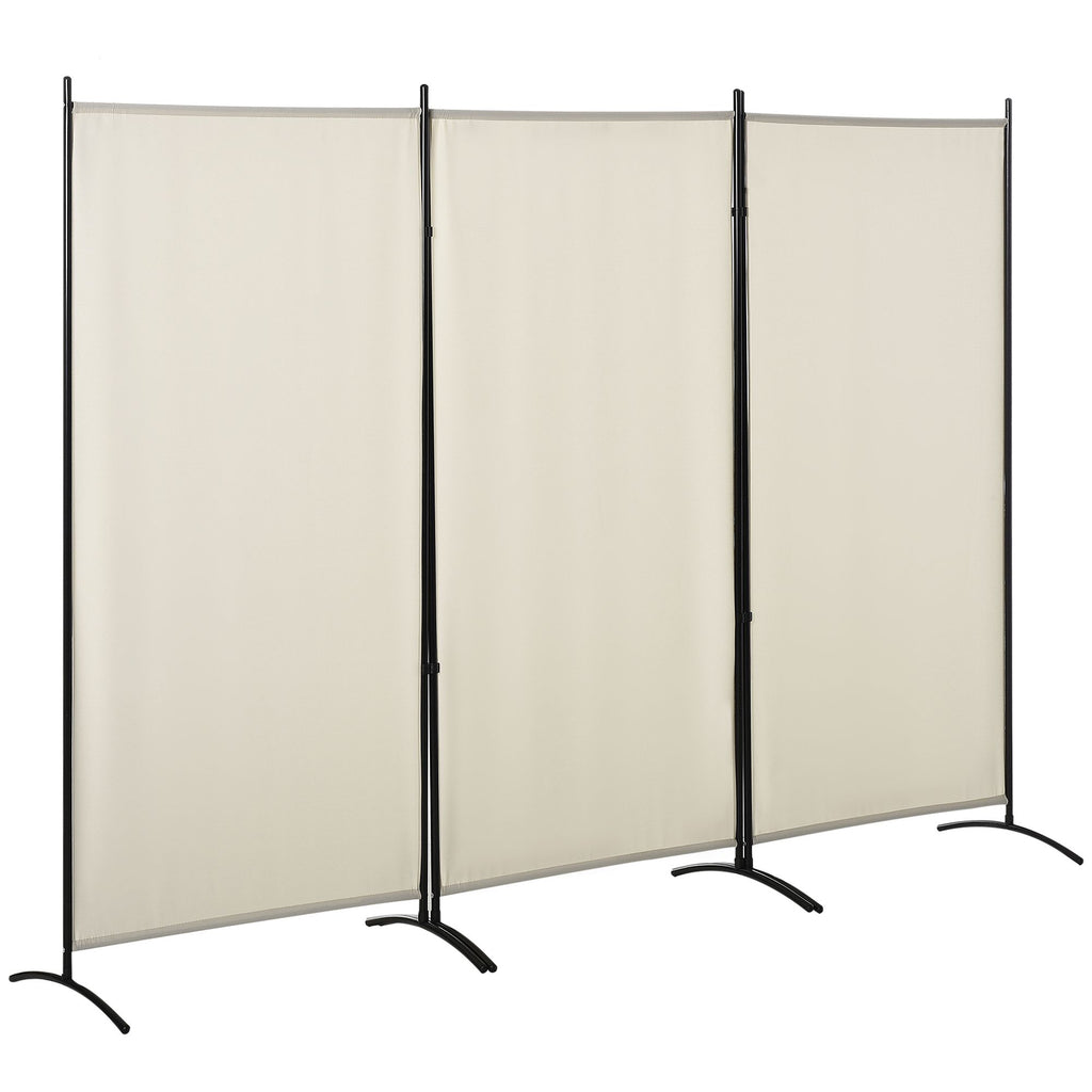6' 3-Panel Room Divider, Privacy Screen, Folding, Beige, Indoor Use