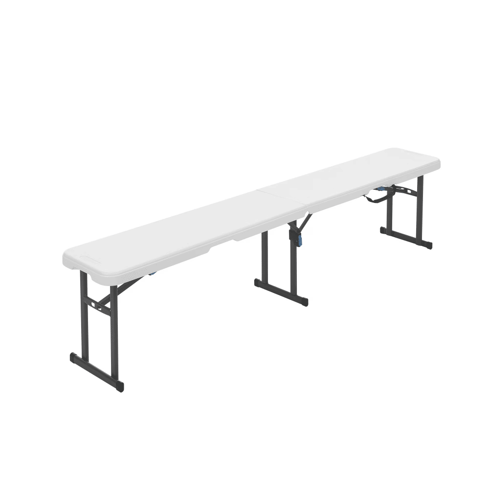 6' Centerfold Bench, Steel Frame, Indoor Outdoor, Includes Carry Handle, White
