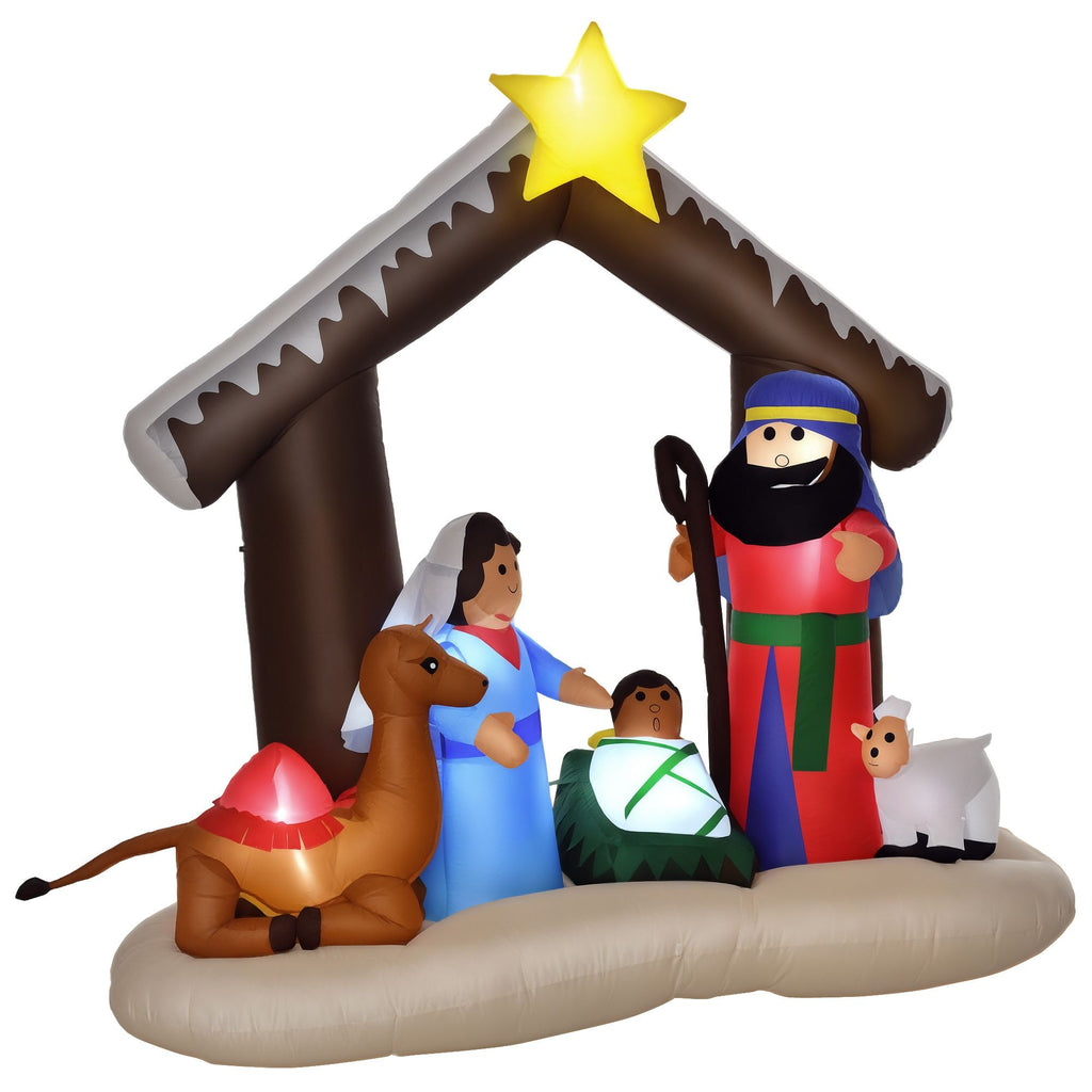 6' Christmas Inflatable Nativity Scene, Outdoor Blow-Up Yard Decoration with LED Lights Display
