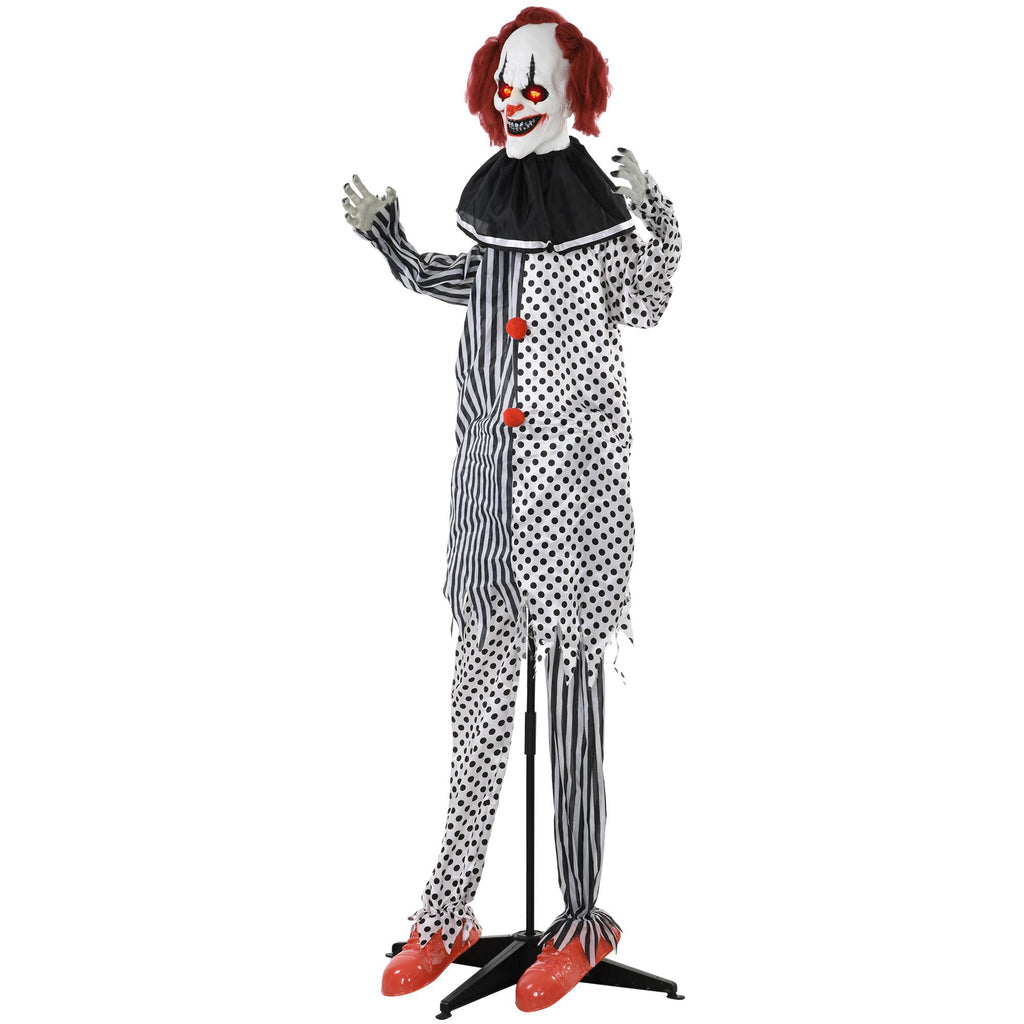 6' Clown Animatronic, Red Haired Life Size Outdoor Halloween Decoration with Motion Activated Sound & Light Up Eyes