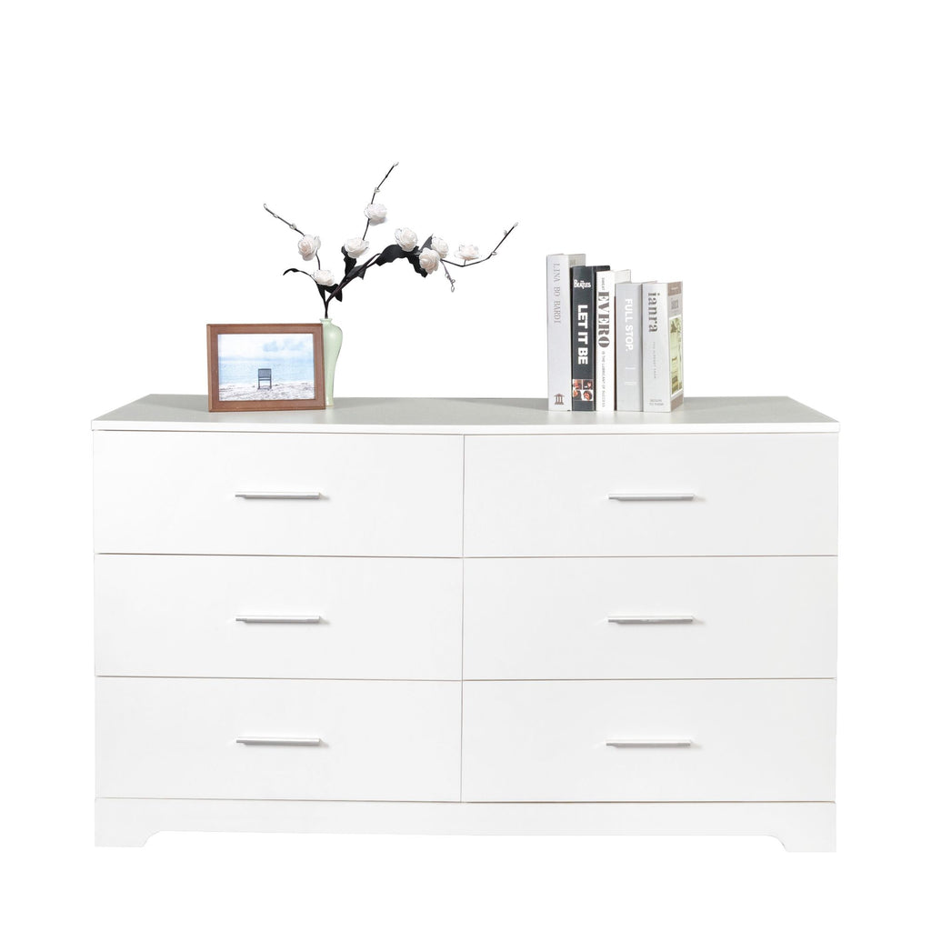 6 Drawer Double Dresser for Bedroom, Wide Storage Cabinet for Living Room Home Entryway, White