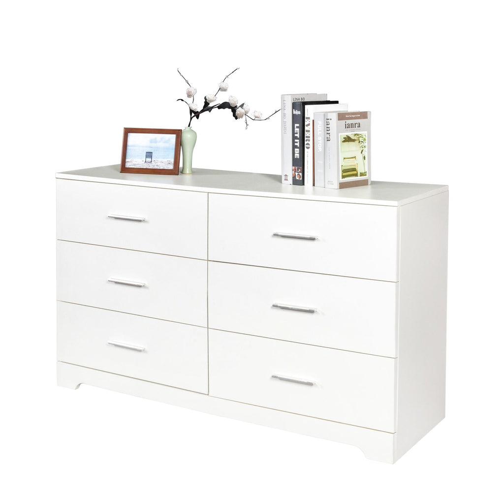 6 Drawer Double Dresser for Bedroom, Wide Storage Cabinet for Living Room Home Entryway, White
