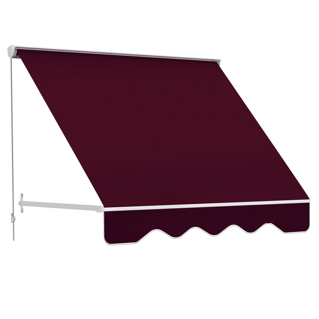 6' Drop Arm Manual Retractable Window Awning Sun Shade Shelter for Patio Balcony Outdoor, Aluminum, Wine Red