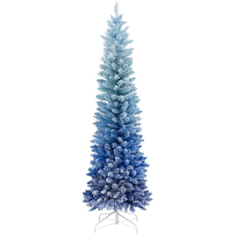 6 Feet Blue Gradient Snow Flocked Artificial Christmas Tree