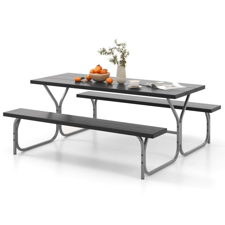 6 Feet Picnic Table Bench Set with HDPE Tabletop for 8 Person