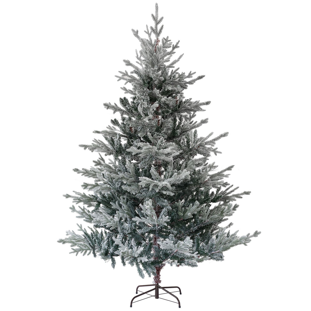 6 Foot Artificial Nordic Pine Christmas Tree with Snow, Easy Assembly, Hinged Xmas Tree for Home Office Holiday