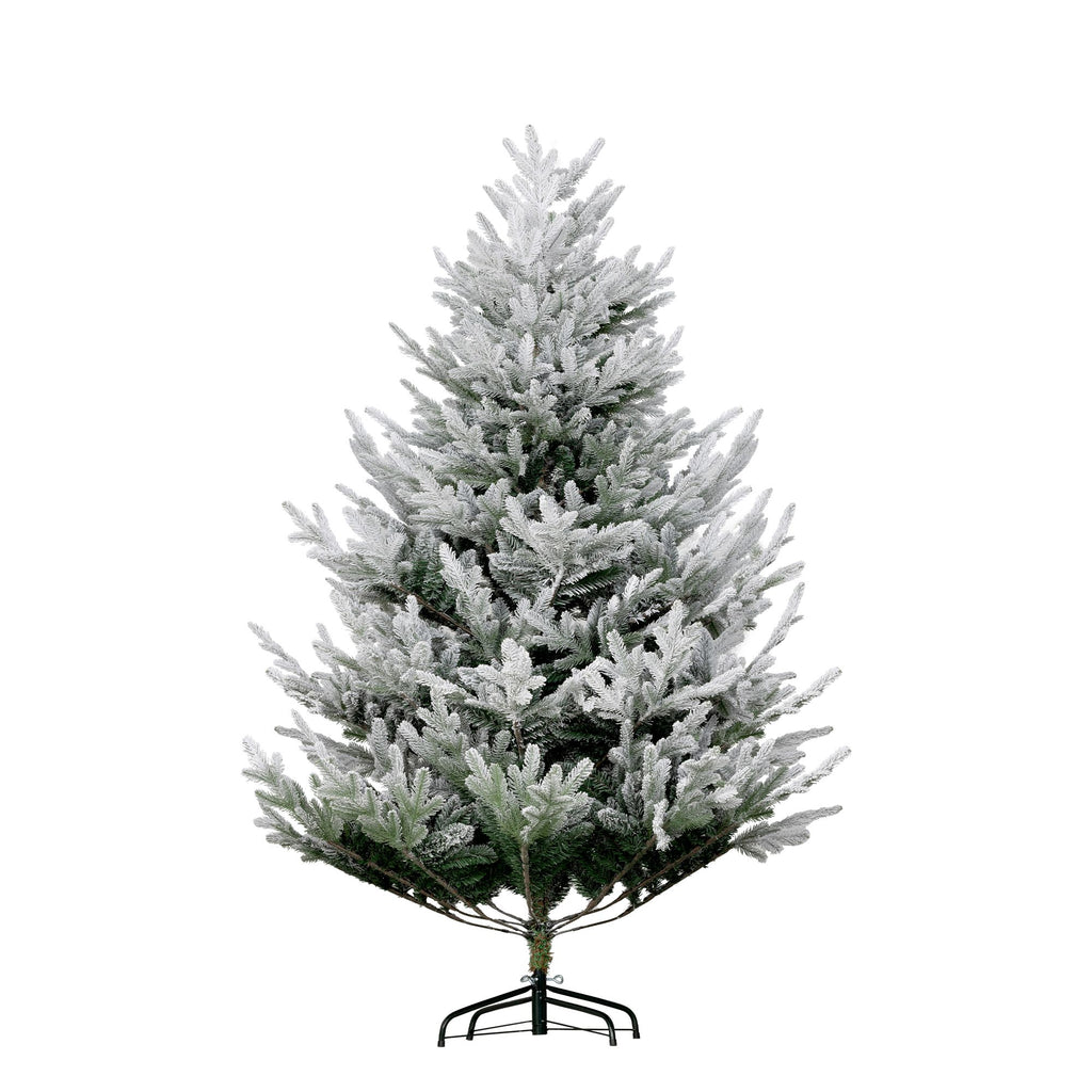6 FT Artificial Christmas Tree, Flocked Hinged Xmas Tree with 795 Tips, Steel Base, Auto Open, Green