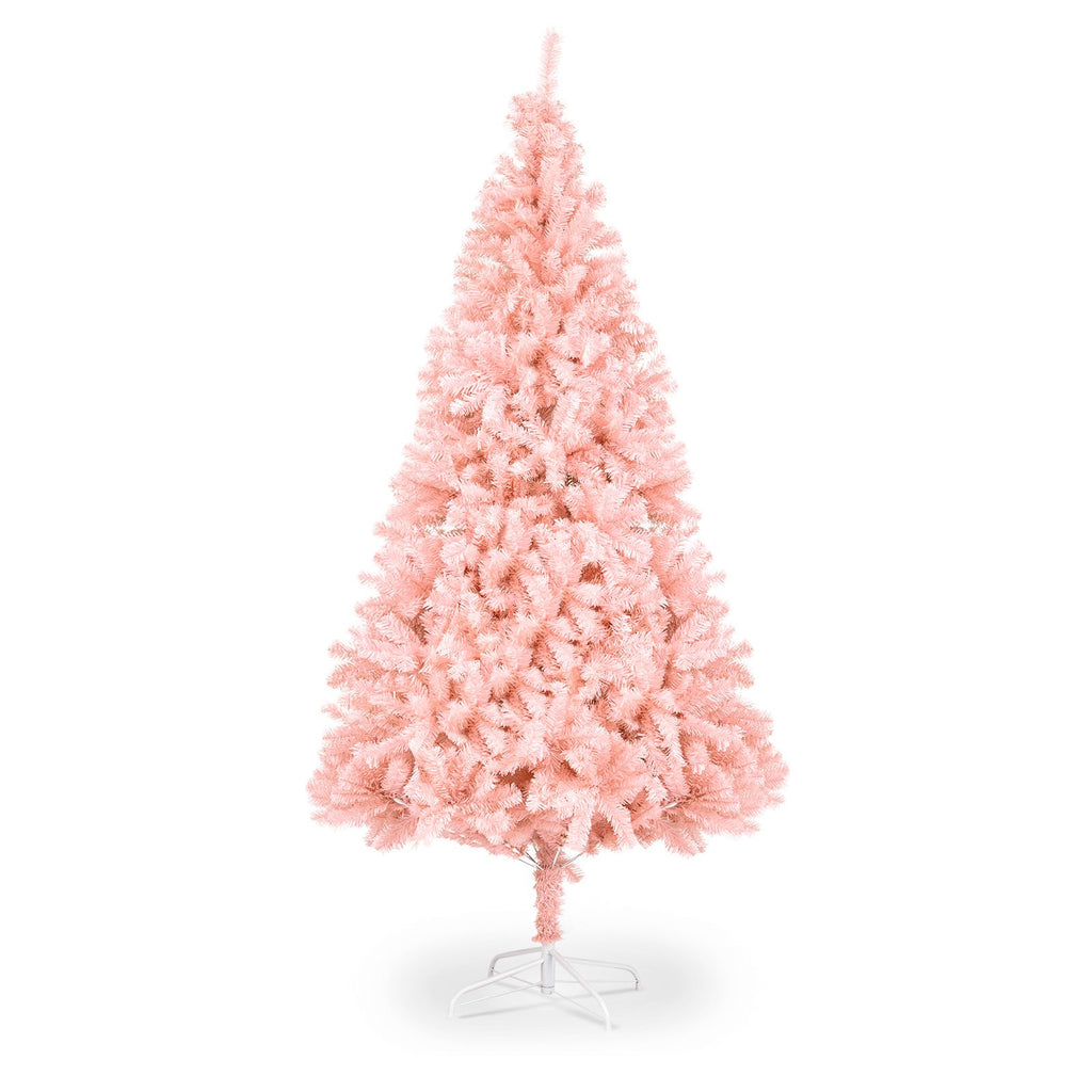 6 FT Artificial Christmas Tree, Unlit Christmas Pine Tree with 1000 Branch Tips and Sturdy Metal Stand for Office Home Store Party Holiday Decor, Pink