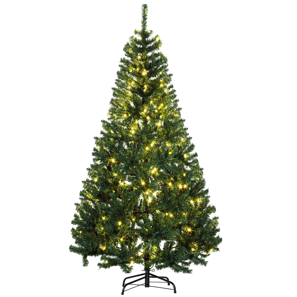 6 FT PreLit Artificial Christmas Tree with Realistic Branches, 250 Warm White LED Lights and 1000 Tips, Green