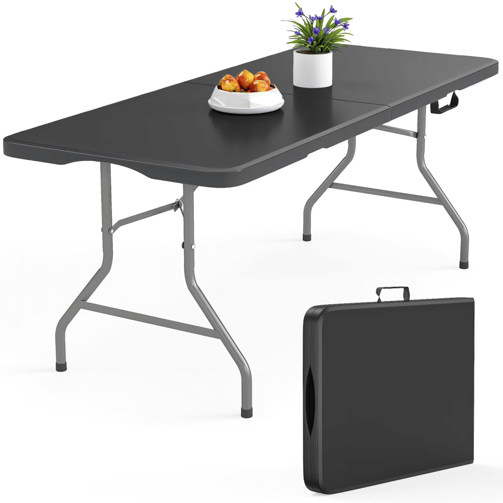 6 ft Rectangular Black Plastic Folding (Shipment from Walmart)
