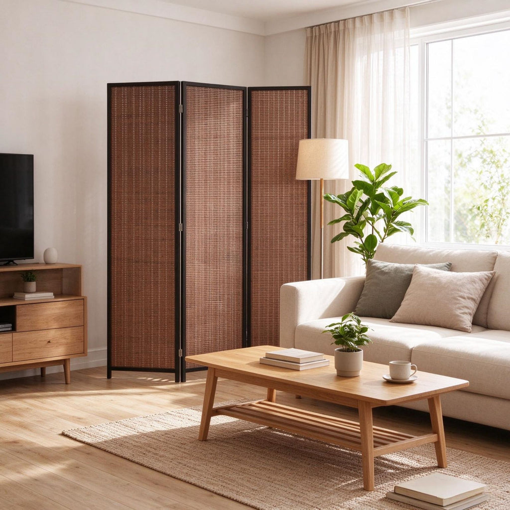 6 Ft Tall Wood Room Divider, 3-Panel Folding Freestanding Privacy Screen for Bedroom & Home Office