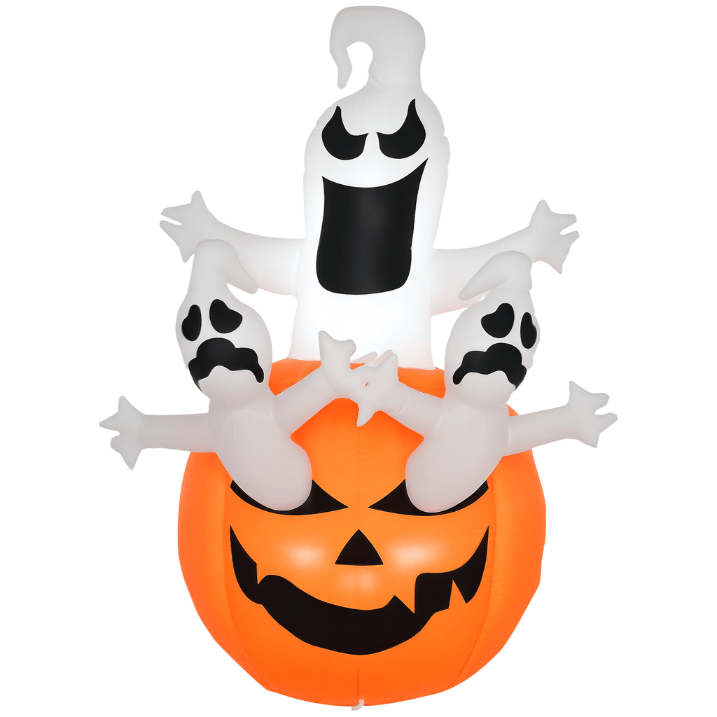 6' Halloween Inflatables Outdoor Decorations Jack-O-Lantern Pumpkin and Ghosts , Blow Up LED Yard Decor for Garden, Lawn, Party, Holiday, Waterproof