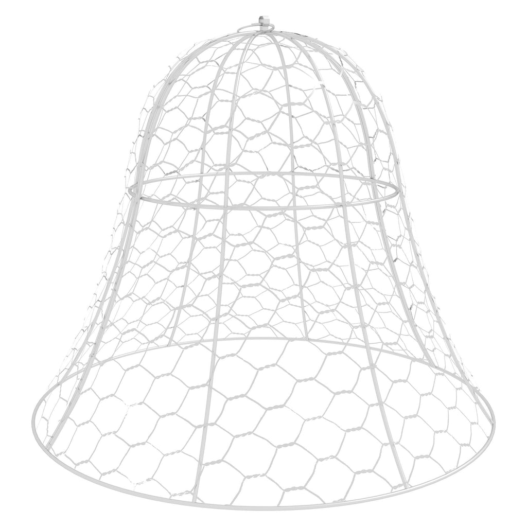6 Pack Garden Cloches for Plants, 16" x 13" Metal Crop Cage, Plant Cages to Keep Animals Out, White
