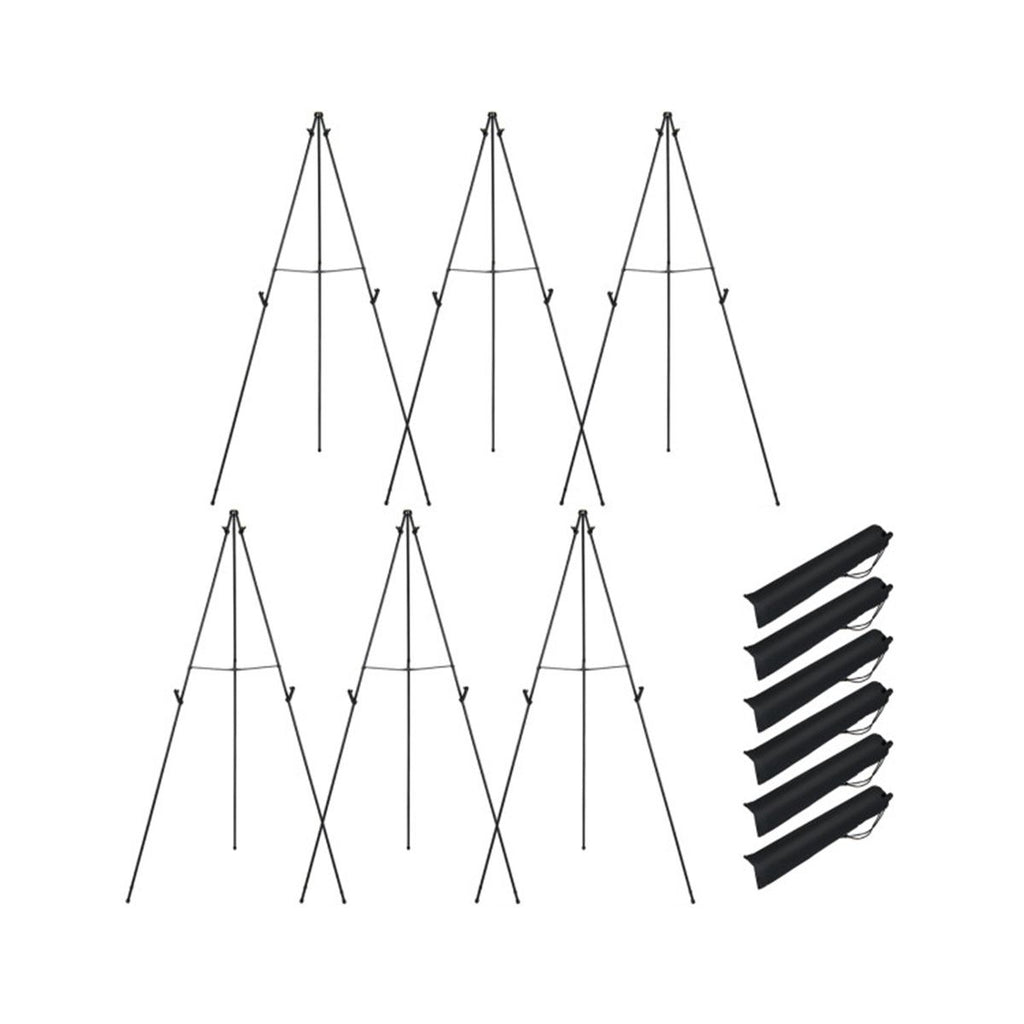 6 Pack Metal Tripod Display Easels with Carry Bags, Adjustable Height Art Easel Stands for Wedding Signs Posters