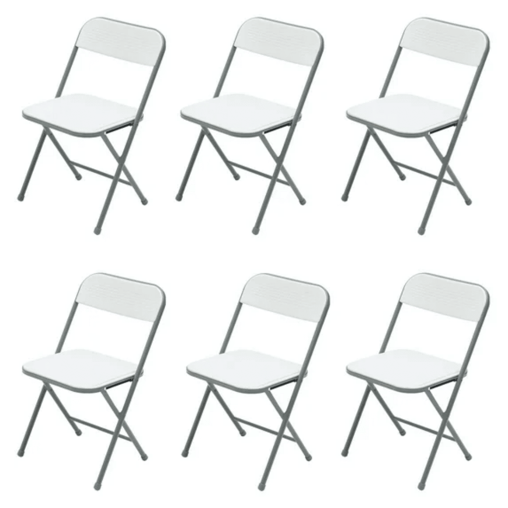 6 Pack Resin Folding Chair, White (Shipment from Walmart)