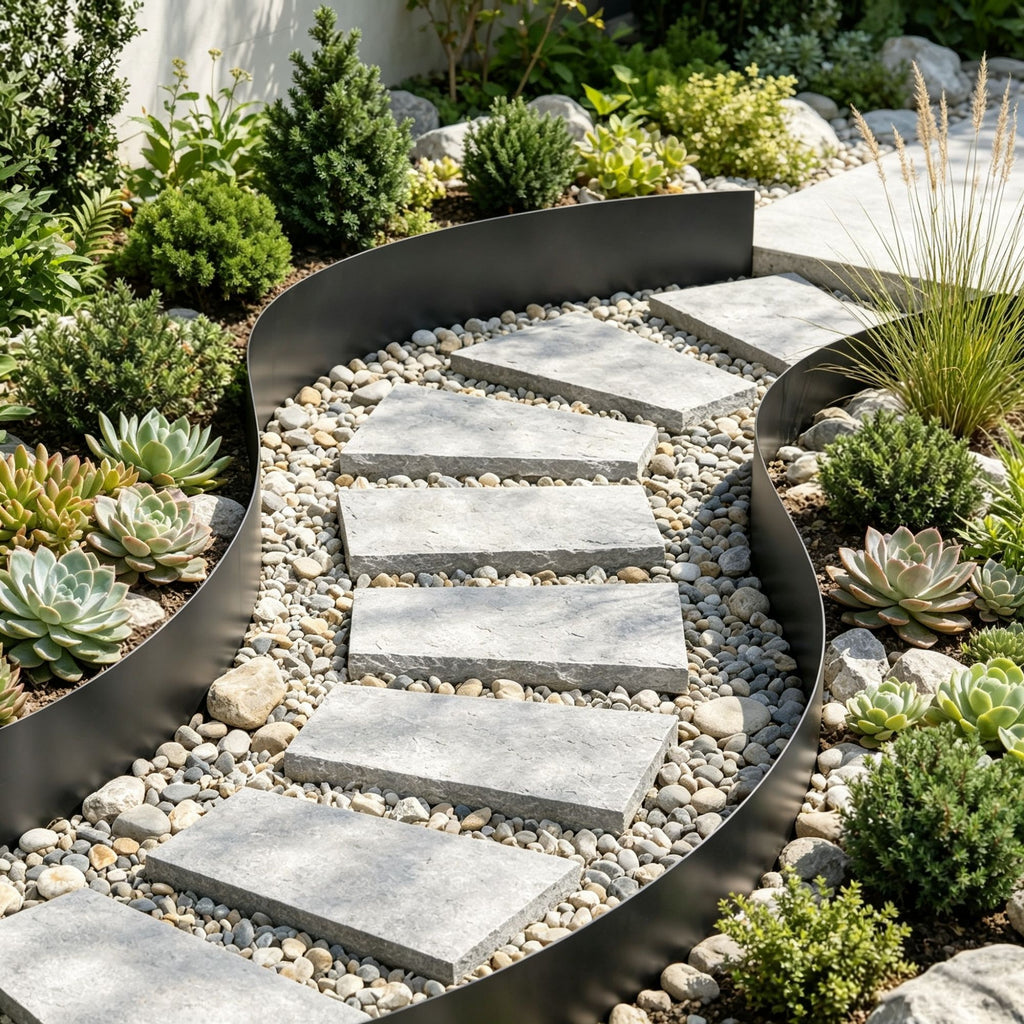6-Pack Steel Landscape Edging 40 x 6 Inch, Rust-Resistant Bendable Metal Garden Border, Heavy Duty Lawn Edging, Easy-to-Install for Flower Bed, Yard & Pathway, Black