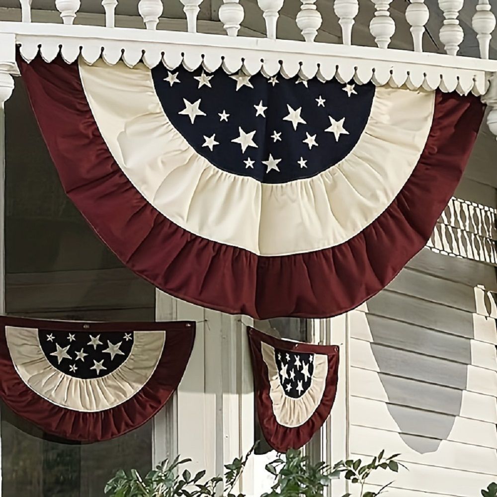 6 Pack USA Pleated Fan Flag, 1.4 X 2.3 Feet American US Bunting Flag Patriotic Half Fan Banner Flag Decoration, 4th of July Memorial Day Decoration Outdoor