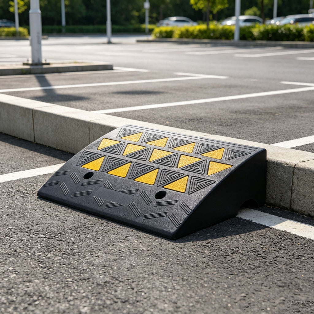 6" Rise Rubber Curb Ramp, 14.6" W x 19.3" L, 15T Heavy-Duty Driveway & Sidewalk Ramp for Trucks, Forklifts, Wheelchairs & Bikes